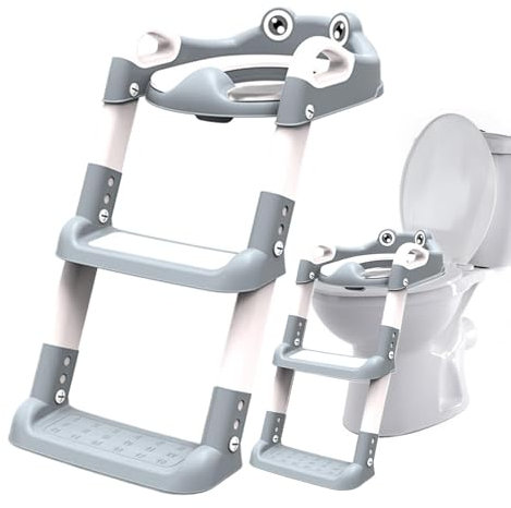 Qutalmi Sedile WC pieghevole, sedile WC con scaletta per sgabello - Sgabello WC per bambini con vasino,Vasino pieghevole per bambini, sedile WC regolabile per vasino per bambini, bambini,