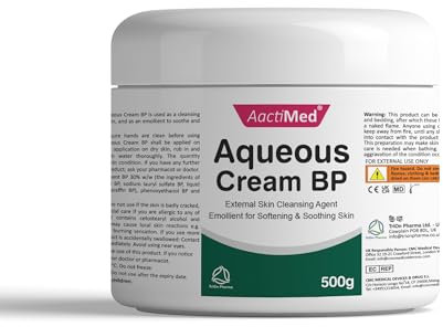 AactiMed Aqueous cream BP – 500gm | External Skin Cleansing Agent | Emollient for Softening & Soothing Skin