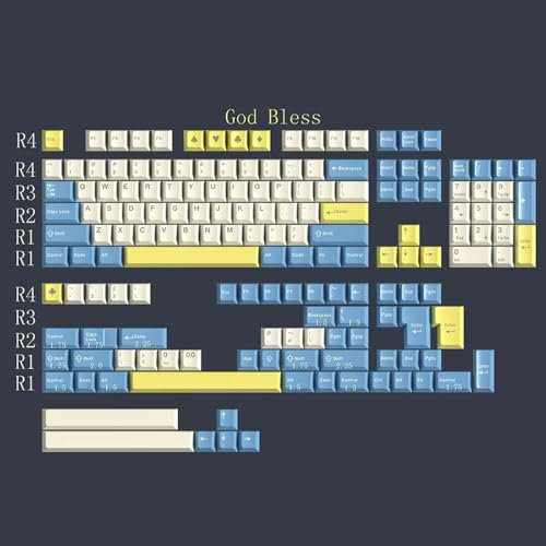 Juego de 163 Teclas God Bless Keycaps Cherry Double Hot Keycaps para ISO ANSI 95% 75% 65% 60% Teclado mecánico Cherry MX Gateron Switches