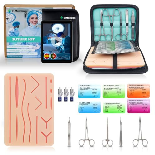 Chirurgisches Nahtset mit realistischem Pad, Suture Practice Kit für das Üben von Nahttechniken, Nähset Medizin, Chirurgische Instrumente, Nahtset Übung Medizin, Nadelhalter chirurgisch