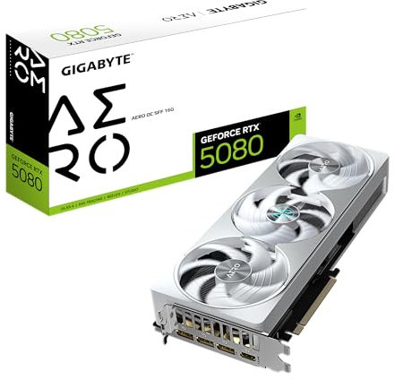 Gigabyte GeForce RTX 5080 AERO OC SFF 16G Graphics Card - 16GB GDDR7, 256bit, PCI-E 5.0, 2730MHz Core Clock, 3 x DisplayPort, 1 x HDMI, GV-N5080AERO OC-16GD