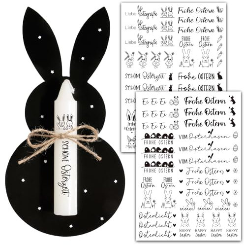 BOFUNX 2pcs Kerzen Tattoofolie Ostern Kerzentattoos + 30pcs Osterhase Geschenkkarte + 30pcs Kerzentüten Cellophantüten + Juteschnur für Ostern Gastgeschenke