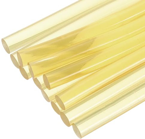 QUARKZMAN 16 Pz Mini Bastoncini di Colla a Caldo, 0,28 Dia x 3,94 Lunghi Bastoncini di Colla a Caldo in EVA, Bastoncini di Colla a Caldo Mini Giallo Chiaro per Progetti di Artigianato Fai