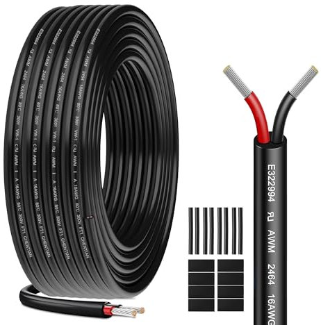 Cavo Elettrico 16 AWG 2 x 1,3 mm² UL2464-10 Metri, 2 Conduttori in Rame Stagnato, 300V, Ideale per Illuminazione LED Auto, Casa e Applicazioni Esterne