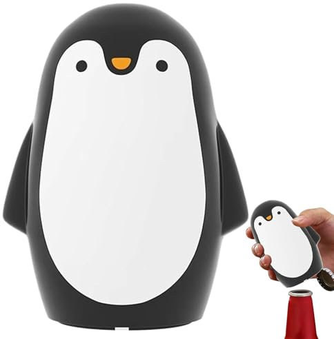 Funny Bottle Opener - Magnet-Automatic Beer Bottle Opener - Cute Penguin Design Soda Lid Removal No Damage for Red Wine