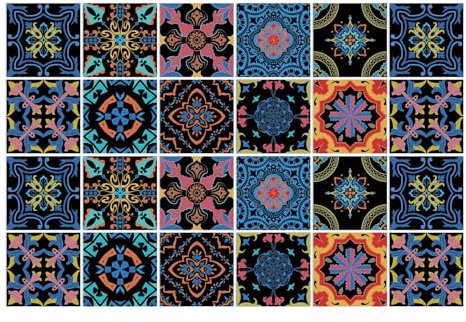 Fliesensticker Blau Gelb Rosa Mosaikfliesen PVC Fliesenaufkleber Wasserdicht Klebefliesen Küche Selbstklebend Klebefliesen Ölfest Küchenfliesen Überkleben Bad Tile Sticker 20x20cm/48 Pcs