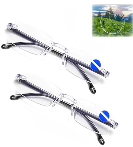 2 Stück Autozoom Lesebrille, Intelligente Zoom Lesebrille Herren Damen,Anti Blaulicht Brille, Automatische Lesebrille Brille mit Sehstärke, Gleitsichtbrille Smart Glasses, Fokusanpassung Klare (B)