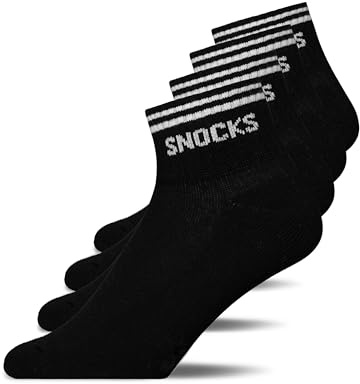 Snocks Retro Sneaker Socken (4 Paar) aus Bio Baumwolle - Knöchelsocken mit Streifen - Ankle Socks Herren & Damen - 47-50