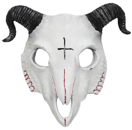 IPENNY Erwachsene Ziege Maske mit Hörnern Ziegenmaske Tier Maske Vollkopf Masken Tiermasken Gesichtsmaske Tierkopf Kostüm Karneval Gruselmaske für Halloween Rollenspiel Festival Kostüm Party Parade