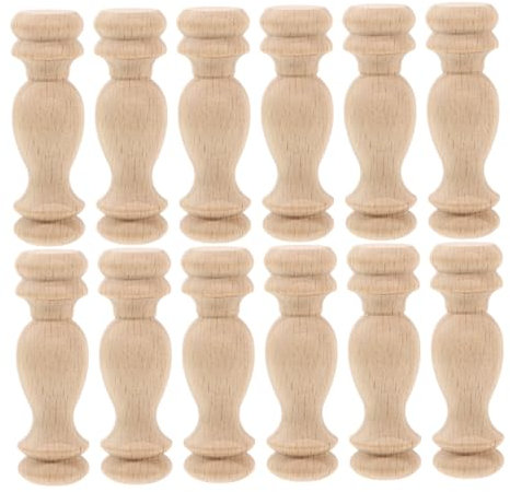 GETAJGHSD 12 Stück Gardinenstangen Endstücke Dekorative für Bettpfosten und Bastelarbeiten aus Massivem Holz Beige