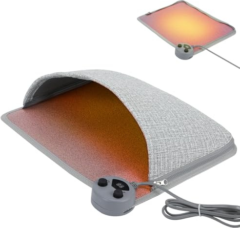 Bestcool Fußwärmer, 220V Beheizte Bodenmatte für Fuß Fußheizmatte Mit 5 Temperaturstufen und 7 Timereinstellungen Fußmatte Beheizbar, Heizmatte Fussboden für Zuhause Büro( (43 x 33 cm)