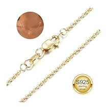 Adramata Halskette Damen Silber 925 Ohne Anhänger 1.2MM Lange O-Kette Halskette 14K Vergoldet/Silber Choker Kette für Damen Herren Wasserfest Silberkette Goldkette 41/51/56/61/66CM