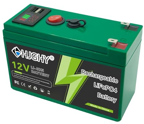 HJGHY Lithium-Akkupack 12V 6Ah 8Ah 10Ah 12Ah 15Ah, tragbarer Outdoor-Akku mit USB-Anschluss und Schalter, 12V-Ersatzakku für Solarmodule/Elektrofahrzeuge/Beleuchtung,12v12ah