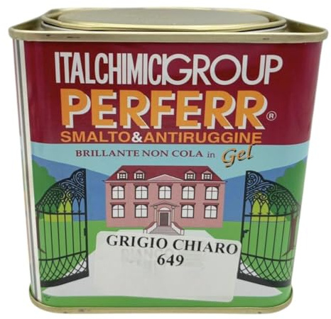 Smalto Antiruggine Gel Grigio Chiaro Grana Fine 750 ml 2 in 1 Pronto All'uso Non Cola - Vernice Protettiva Brillante per Ferro, Legno e Metallo per Esterno ed Interno