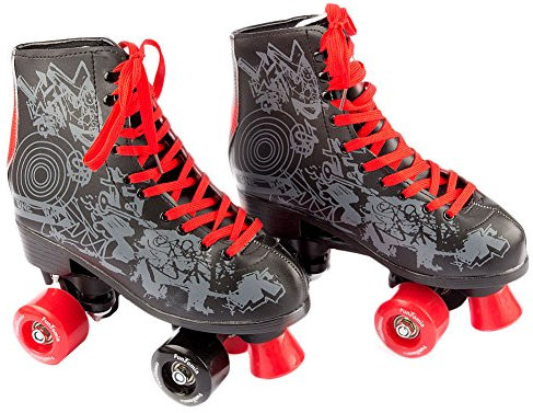 Rollschuhe / Discoroller von FunTomia in verschiedenen Größen 30 - 42 plus 16 Stück Mach1 ABEC-11 Kugellager (34, Schwarz)