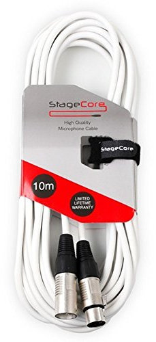 Stagecore Balanced XLR Male - XLR Female Microphone Cable / Lead, White, 10m