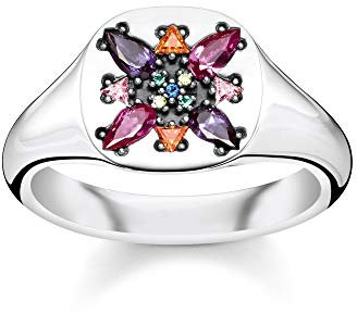 Thomas Sabo Damen-Ring Farbige Steine 925er Sterlingsilber geschwärzt TR2230-318-7-52
