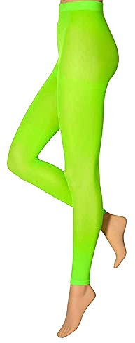 krautwear Damen Mädchen Leggins Leggings 60 den Karneval Fasching Kostüm schwarz rot rosa blau (grün-SM)