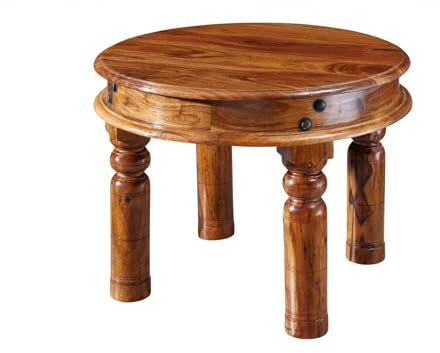 Massivmoebel24.de Couchtisch rund Akazie 60x60x45 Honig lackiert Oxford #0329
