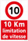 Panneau Limitation de Vitesse à 10KM/H - Dimensions 210x300 mm - Aluminium 2 mm - Protection Anti-UV