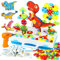 jerryvon Steckspiel Spielzeug ab 3 Jahre mit Bohrmaschine Werkzeugkoffer Kinderspielzeug und Mosaik Bastelset 3D Puzzle Spiele ab 3 4 5 6 Jahren für Geschenk 3 4 5 5 Jahre Junge Mädchen - Thema Dino