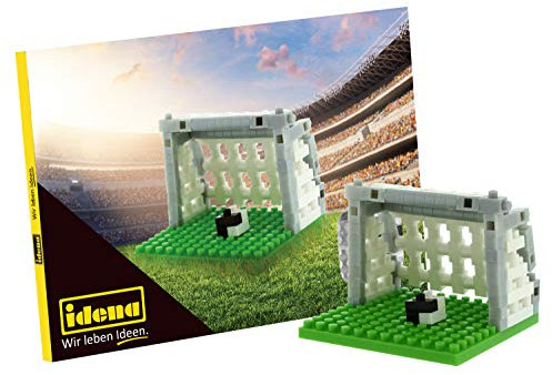 Idena 40147 - Postkarte Fußball mit einem 3D Modellbauset mit 142 Original Brixies Minibausteinen, Schwierigkeitsgrad 1, Grußkarte oder Mitbringsel für Kinder und Erwachsene