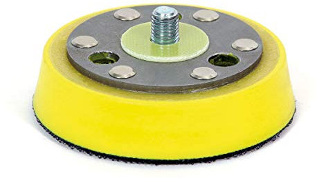 Dino KRAFTPAKET 640345 75mm-Stützteller-5/16-24 mit Klett Polierteller für Exzenter Poliermaschine 650W-9mm Hub, Gelb