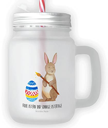 Mr. & Mrs. Panda Trinkglas Mason Jar Hase Eier Malen - Ostergeschenke, Osterdeko, Geschenk, Ostergeschenke, Ostern Geschenk, Einmachglas, Satiniertes