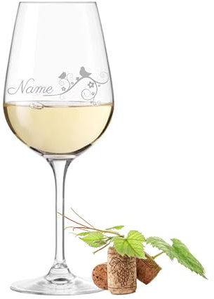 Leonardo Weinglas mit Gravur - Naturdesign - personalisierte Geschenke für Frauen, Männer, Schwester, Freundin zu Geburtstag Weihnachten Glas 450 ml