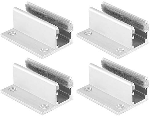 4 Pcs Sliding Glass Door Lock, Aluminum Alloy Barn Door Floor Guide Swing Stopper for Automatic Induction Door
