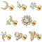 Milacolato 8PCS 16G Edelstahl Tragus Ohrringe für Damen Männer Knorpel Helix Piercing Lippenringe Nase Labret Chirurgenstahl Knorpel Ohr Piercing CZ Daith Tragus Piercings Stud Ohrstecker Gold