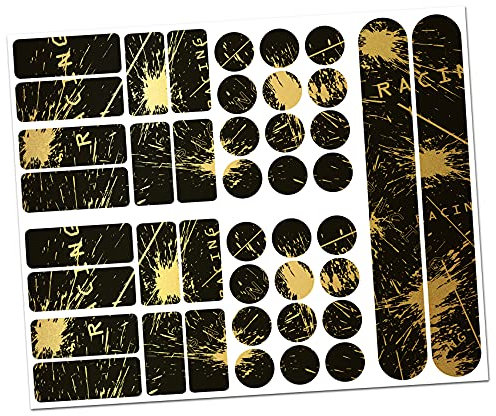 Finest Folia 34 Teiliges Fahrrad Rahmen Schutzfolie Folie Aufkleber Schutz MTB BMX Kette Lackschutzfolie (07 Racing Gold Metallic)