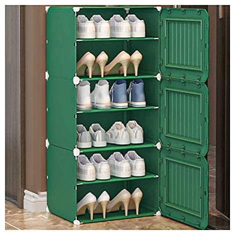 WYFC Schuhgestell 6 ters stapelbare freistehende schuhagerschränke einstellbar Regale Schlafzimmer Closet autoway schuhregal (Color : Green)