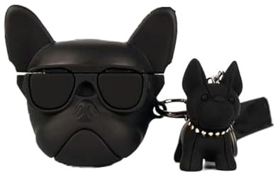 LVANLLF Coole Silikon-Schutzhülle für AirPods der 3. Generation 2021, lustige Hülle, Schlüsselanhänger für Jungen, Mädchen, Teenager, bestes Geschenk, schwarze Bulldogge Airpods3