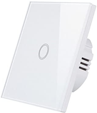 pureled Glas Touch Lichtschalter Ausschalter Schalter mit LED Anzeige Weiß Schwarz 230V, 1-weg Weiß