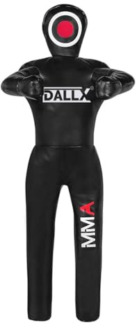 DALLX MMA Grappling Dummy for Judo Karate Throwing Brazilin JIU Jitsu Wrestling Submission Punching Bag for Self Defense Fitness Training Dummy – UNFILLED (4FT, Full Black)