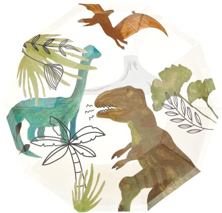 Dinosaur Plates (Pack of 8) | Dinosaur Birthday Party | Dinosaur Party Decorations | Pastel Dinosaur Paper Plates | Dinosaur Party Plates