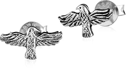 NKlaus Ohrstecker Odins Raben Hugin Munin, keltisch, 925 Silber, 2 Stück | Rabenmotiv; 12mm lang; Gewicht 0,76g