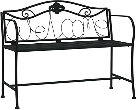 vidaXL Gartenbank Parkbank Sitzbank Balkonbank Terrassenbank Metallbank Bank Gartenmöbel Garten Terrasse 2-Sitzer 104cm Schwarz Stahl