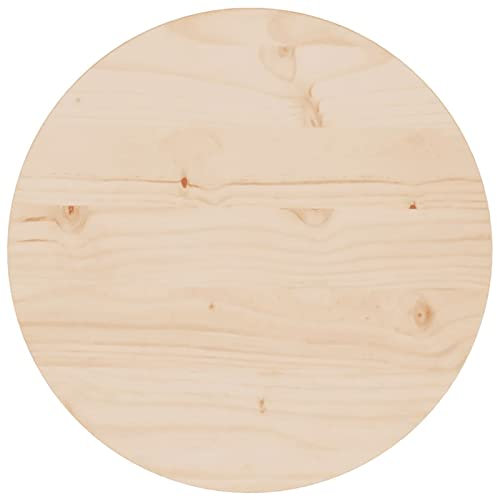 Tidyard Tischplatte Massivholzplatte Holzplatte Ersatztischplatte Holz Platte für Esstisch, Schreibtischplatte Bürotischplatte für Schreibtisch, Ø40x2,5 cm Massivholz Kiefer
