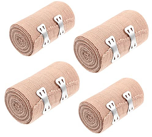 Healifty Elastische Bandage Wrap Packung Mit 4 + 8 Zusätzlichen Clips – 2 Zoll & 3 Zoll Rolle Kompressionsbandage Wrap Für Knie Knöchel Handgelenk Dehnt Sich Zu 14 7 Fuß Länge for