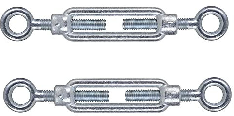 M8 x 110mm Eye & Eye Steel Turnbuckles Wire Tensioner Strainer Closed Hook Threaded Hook (Pack of 2)