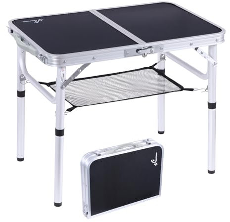 Klappbarer Campingtisch, Sportneer, höhenverstellbar, Kleiner Klapptisch, tragbare Campingtische (59,9 cm L x 39,9 cm B (2 Höhen)) mit Netzschicht für Outdoor