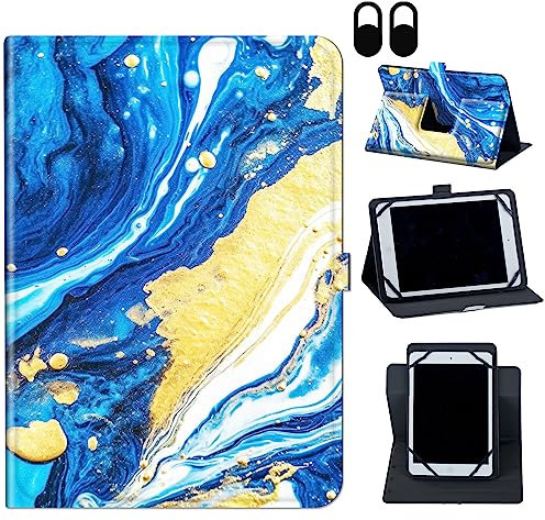 for Nokia T10 Tablet Case/for Nokia T10 8 inch 2022 Tablet Case, 360 Degree Rotating Stand and Magnetic Closure Case for Nokia T10 (Model TA-1472) Tablet 8 inch 2022 Release,Abstract Blue Gold Marble