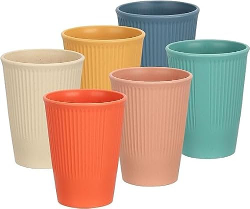 Widousy 6 Pcs Unbreakable Drinking Cups, 350ML Reusable Plastic Cups, Durable Hot Drink Cups Tumblers Set for Kitchen, Parties, Picnics, Travels (Multi Colors)