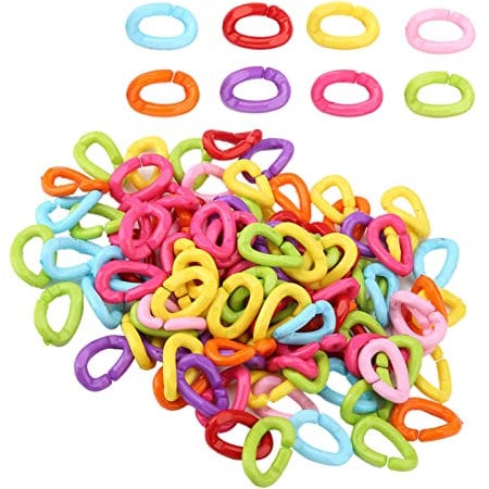 SALALIS 100Pcs Plastic Bird C Clips Hooks Chain Links DIY Toys Mix Color Premium Material, Bright Colors Bulk DIY Easy to Slip and Move