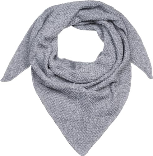 styleBREAKER Damen XXL Strick Dreieck Schal Einfarbig mit Reiskorn Strickmuster, Warmes Herbst Winter Maxi Dreieckstuch 01020048, Farbe:Grau meliert