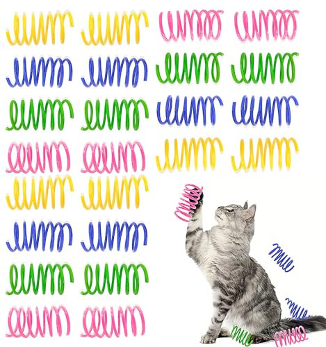 24 Stück Katze Spielzeug, Buntes kreatives Kunststoff Spiralfedern Spirale, Spielzeug Spiralfedern Neuheit Haustiere Spielzeug Bunte Spiralfedern Spring Spirale für Katze, für Kätzchen Haustiere