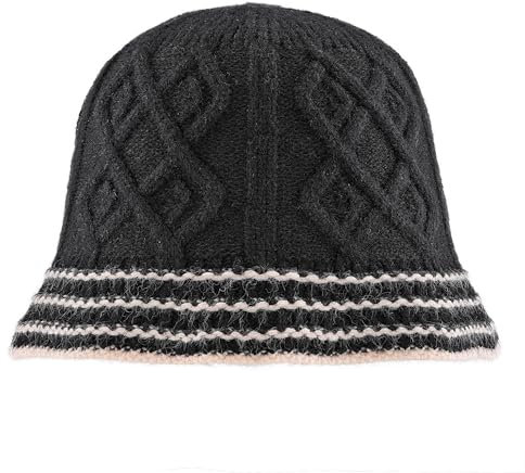 Faletony Damen Fischerhut Winter Draussen Bucket Hat Stricken Handgefertigt Wintermütze Kuppel Einfarbig Topfhut Warmer Fischermütze Lässiger Winter Flauschiger Warmer Hut