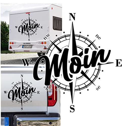 Rakelfix Kompass Moin Moin Moin-Moin Norddeutsch Borden Aufkleber Apassbar Wohnmobil Auto Autoaufkleber Sticker Kompassrose Windrose Camper